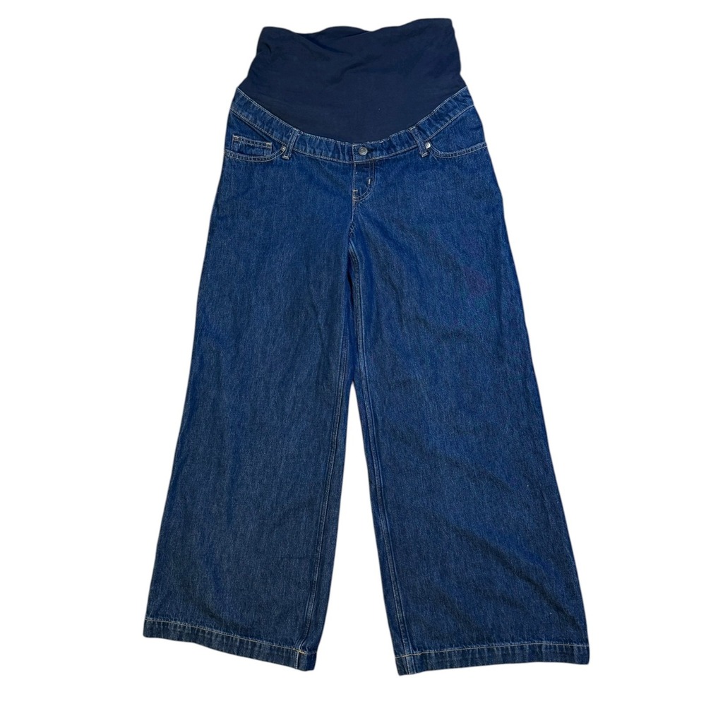 HM Mama Maternity Wide Leg Jeans Blue Over Belly Comfort Denim Size Medium